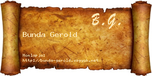 Bunda Gerold névjegykártya